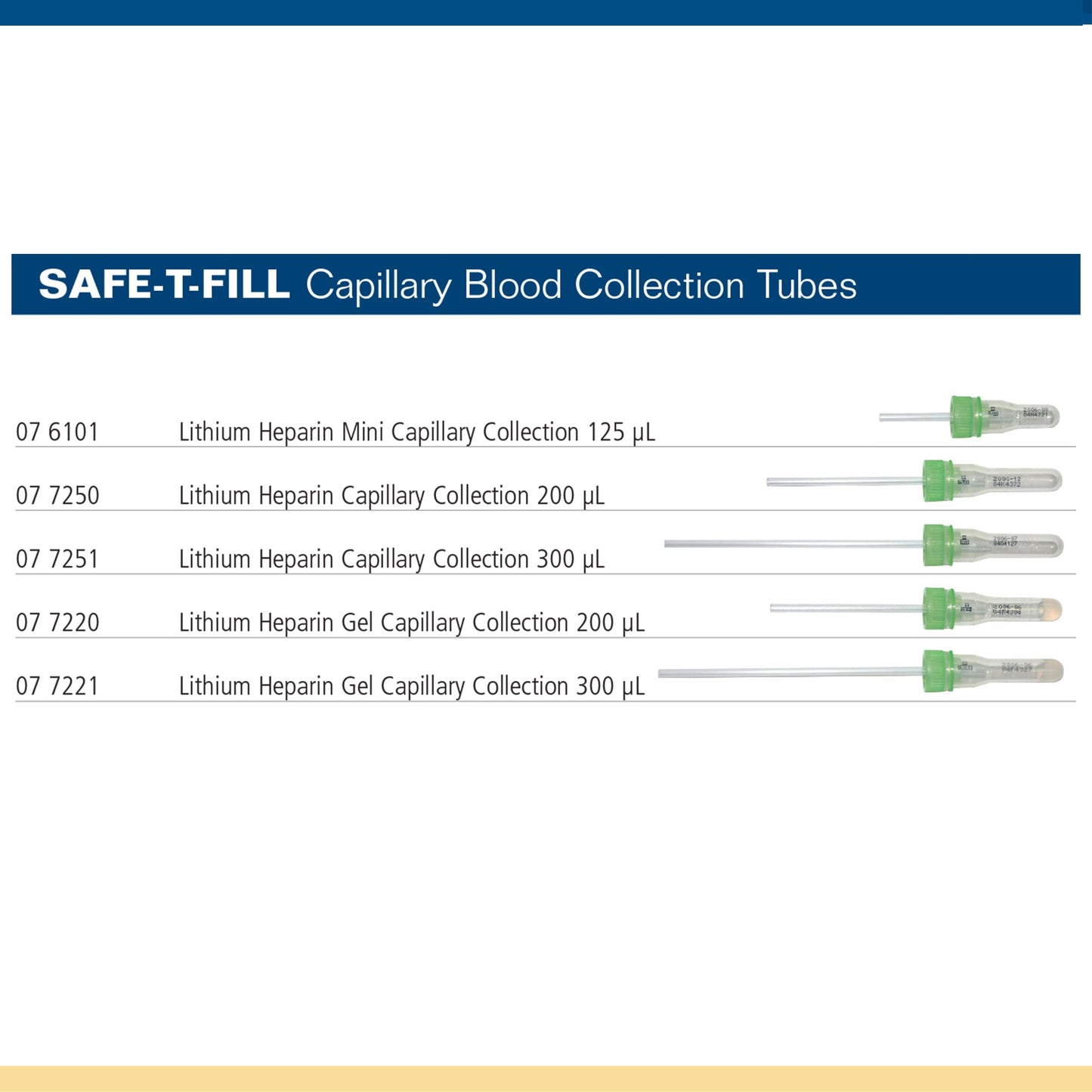 Lithium Heparin Gel Capillary Collection, 200L, 50/bg, 10 bg/cs (DROP SHIP ONLY)