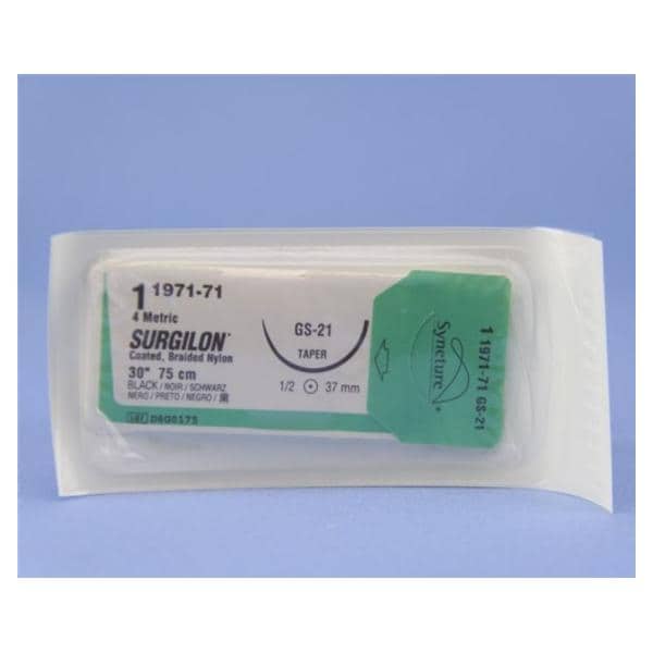 Suture, Taper Point, Size 1, Black, 30", Needle GS-21, _ Circle, 3 dz/bx (Continental US Only)