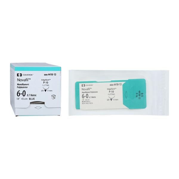 Suture, Premium Reverse Cutting, Size 6-0, Blue, 18", Needle P-10, 3/8 Circle,1 dz/bx (Continental US Only)
