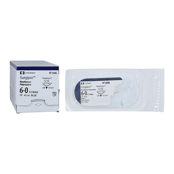 Suture, Reverse Cutting, Size 6-0, Blue, 18", Needle C-12, 3/8 Circle, 1 dz/bx (Continental US Only)