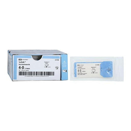Suture, Reverse Cutting, Size 4-0, Black, 18", Needle C-1, 3/8 Circle, 3 dz/bx (Continental US Only)