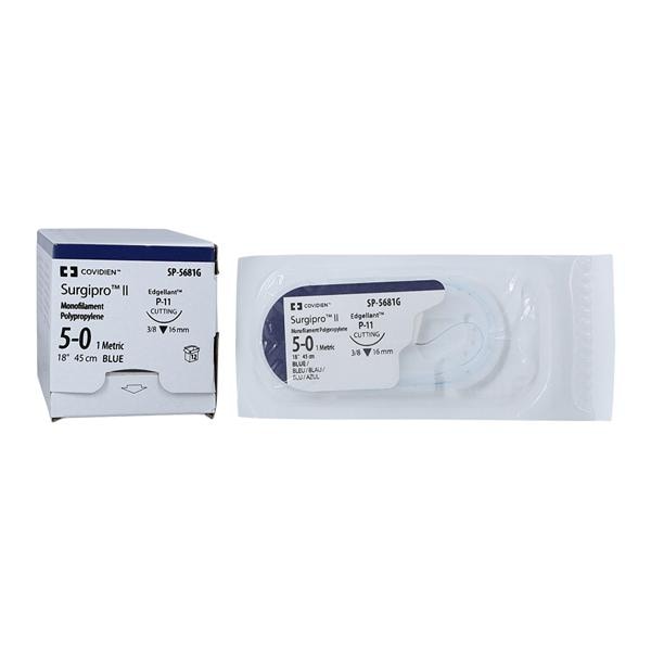 Suture, Premium Reverse Cutting, Size 5-0, Blue, 18", Needle P-11, 3/8 Circle, 1 dz/bx (Continental US Only)