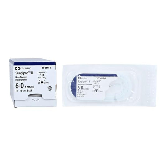 Suture, Premium Reverse Cutting, Size 6-0, Blue, 18", Needle P-13, 3/8 Circle, 1 dz/bx (Continental US Only)