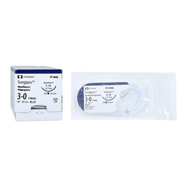 Suture, Reverse Cutting, Size 3-0, Blue, 18", Needle C-14, 3/8 Circle, 1 dz/bx (Continental US Only)