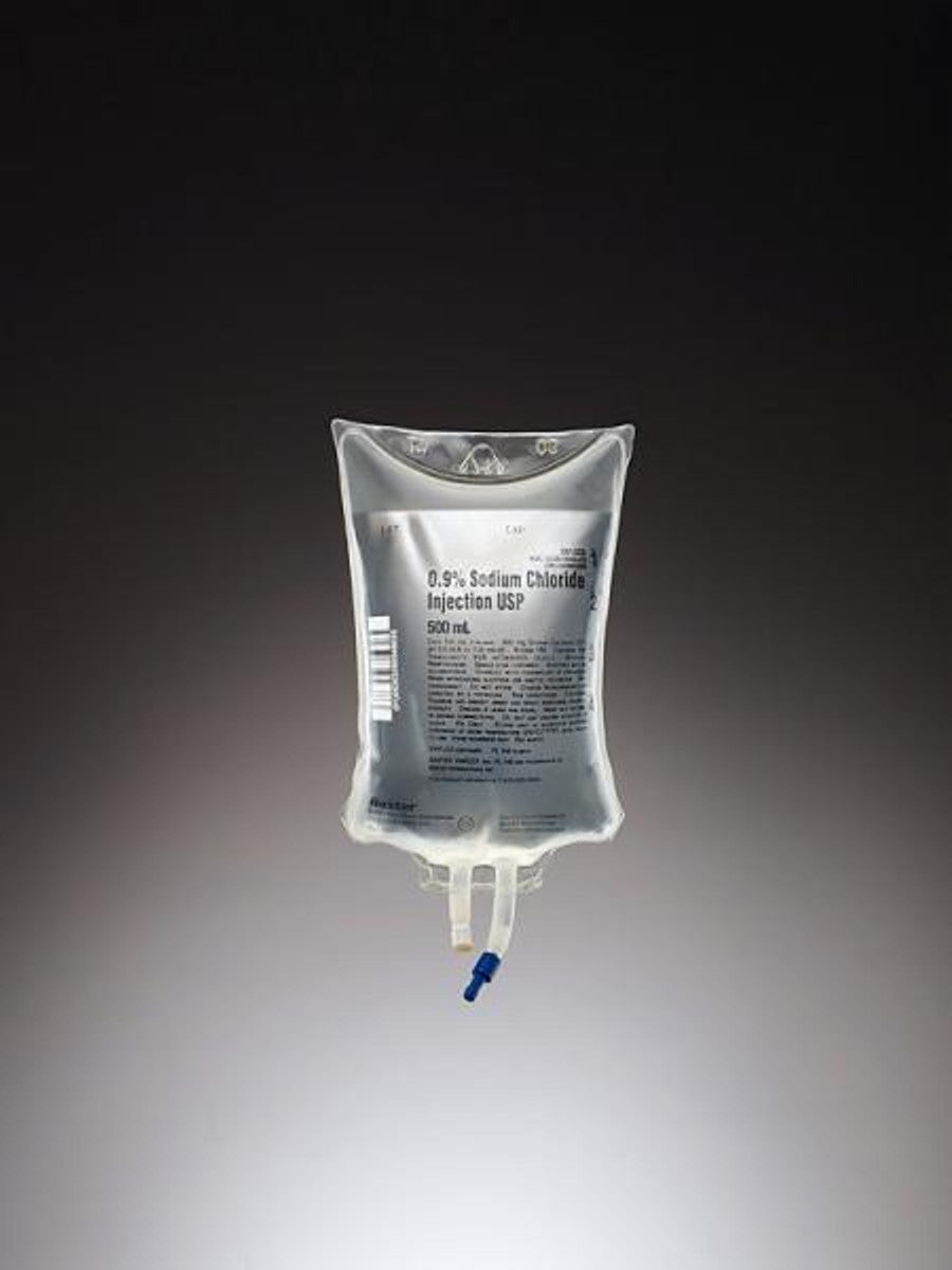 Sodium Chloride Injection, 0.9%, USP, 500 ml, Viaflex Plastic Container, 24/cs (50 cs/plt) (Rx) (Continental US Only) (Product Access Restricted. Check with your sales rep to verify eligibility) (Item is on Manufacturer Allocation - Quantities may Limited)