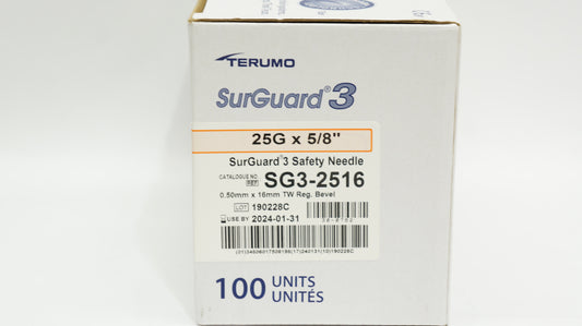 Safety Needle, 25G x 5/8", 100/bx, 8 bx/cs (45 cs/plt) (US Only)