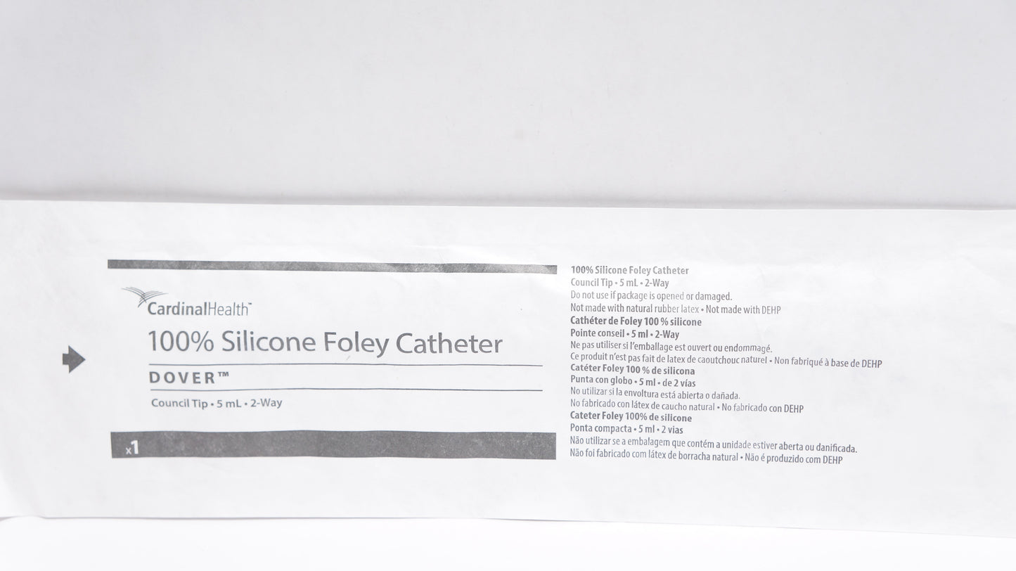 Urethral Urinary Foley Catheter, 5mL, Silicone, Council Tip, 2-Way, 18FR, 10/pk, 1 pk/ctn (Continental US Only)