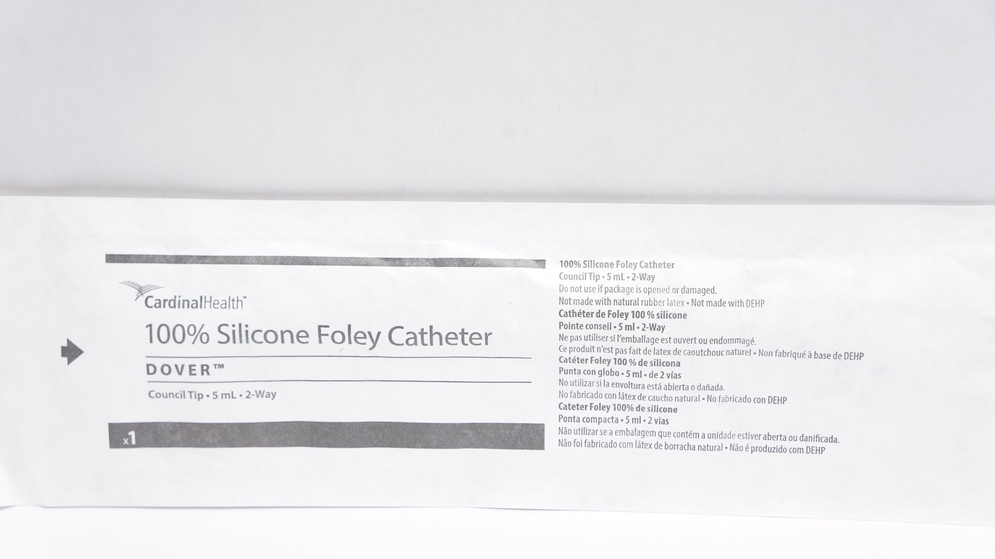 Urethral Urinary Foley Catheter, 5mL, Silicone, Council Tip, 2-Way, 18FR, 10/pk, 1 pk/ctn (Continental US Only)