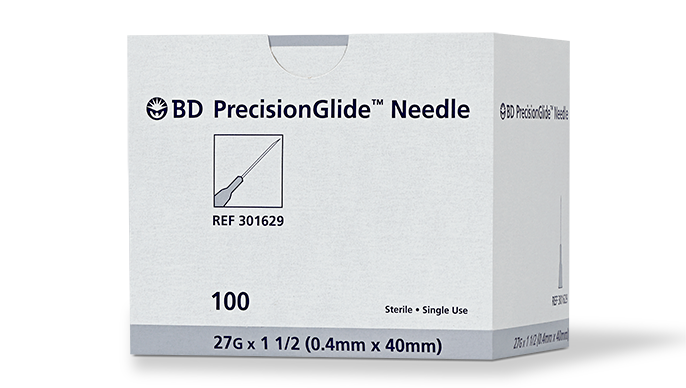 Needle, 27G x 1_", Regular Bevel, Sterile, 100/bx, 10 bx/cs (Continental US Only) (Drop Ship Requires Pre-Approval)
