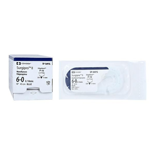 Suture, Premium Reverse Cutting, Size 6-0, Blue, 18", Needle P-10, 3/8 Circle, 1 dz/bx (Continental US Only)