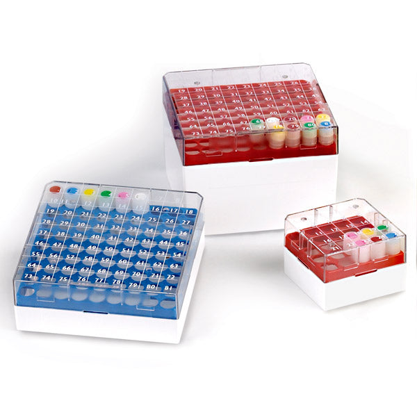 BioBox (for 1 & 2 mL Vials), 81-Place, 9 x 9, Blue, 5/bx