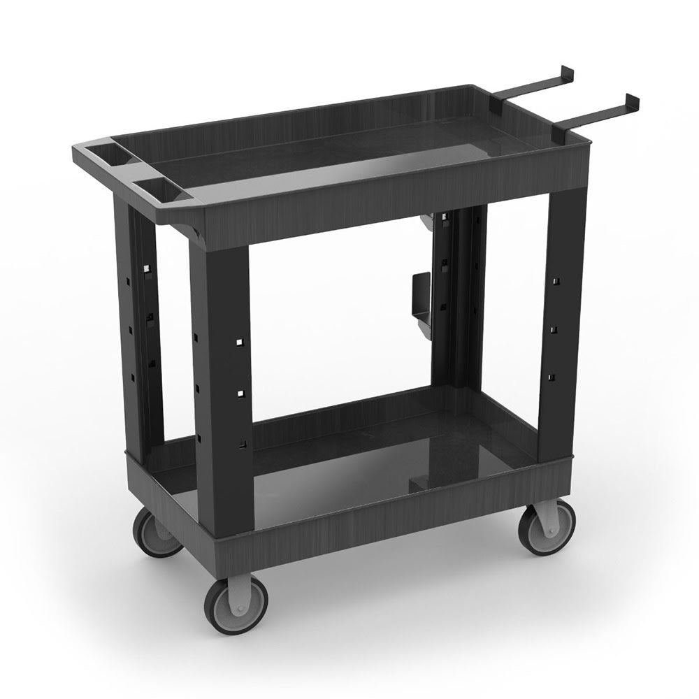 Industrial Cart, Heavy-Duty, (2) Shelves with Ladder Holder, Storage Hooks, Spool Holder, 35.25" W x 18" D x 35.25" H, HDPE, 5" Casters (2 with Locking Brakes), Maximum Weight Capacity 500 lbs (evenly distributed) (DROP SHIP ONLY)