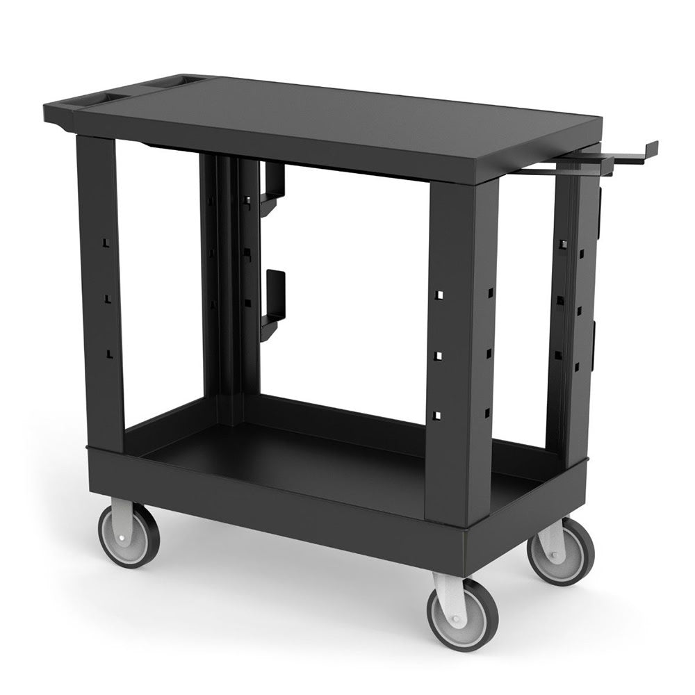 Industrial Cart, Heavy-Duty, (2) Shelves with Ladder Holder, Storage Hooks, Spool Holder, 35.25" W x 18" D x 35.25" H, HDPE, 5" Casters (2 with Locking Brakes), Maximum Weight Capacity 500 lbs (evenly distributed) (DROP SHIP ONLY)