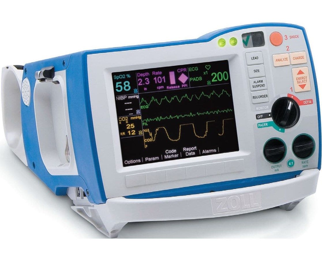 Defibrillator, R Series, Plus, 3/5 Lead, STD ECG, AC Power, SpO2, NIBP, CF/USB, DMST