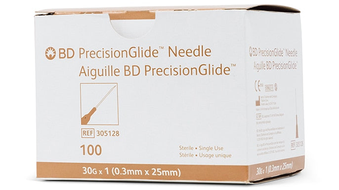 Needle, 30G x 1", Regular Bevel, Sterile, 100/bx, 10 bx/cs (Continental US Only) (Drop Ship Requires Pre-Approval)