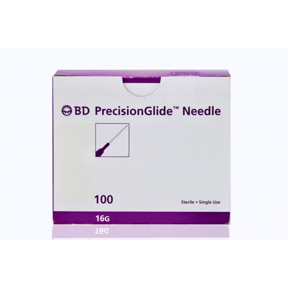 Needle, 16G x 1_" Regular Bevel, Sterile, 100/bx, 10 bx/cs (Continental US Only) (Drop Ship Requires Pre-Approval)