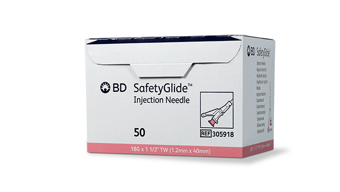 Needle, 18 G x 1_" BD SafetyGlide, 50/bx, 10 bx/cs (Continental US Only) (Drop Ship Requires Pre-Approval)