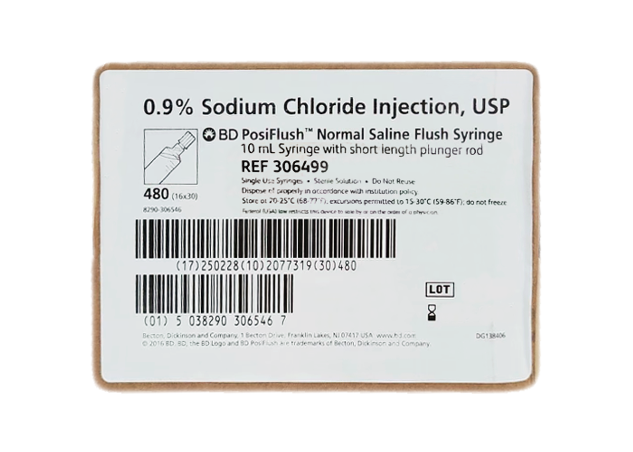 Pre-Filled PosiFlush Normal Saline Syringe, 10mL Fill In 10mL Syringe, 30/bx, 16 bx/cs (Rx) (Temp Sensitive; Non-Returnable) (Continental US Only) (Drop Ship Requires Pre-Approval)&nbsp;&nbsp;<Strong style="color:red">Max weekly quantity allowed: 10</Strong>