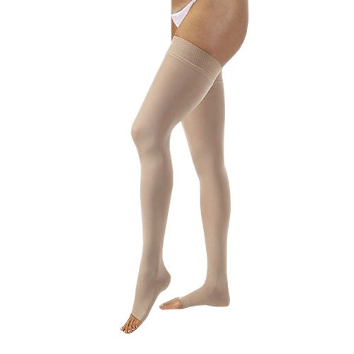 Compression Hose, Thigh High, 30-40 mmHG, Open Toe, Classic Black, Medium (Continental US Only)