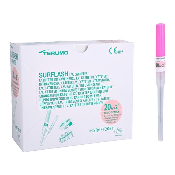 IV Catheter, 20G x 2", Pink, 50/bx, 4 bx/cs (SR*FF2051) (US Only)