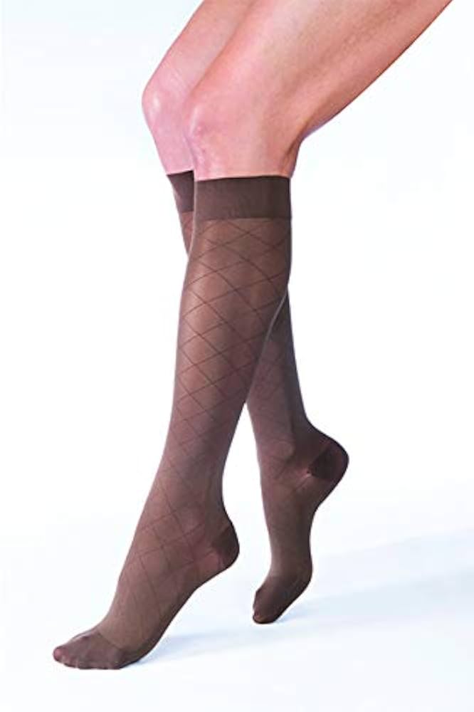 Compression Stocking, Knee High, 15-20 mmHG, Closed Toe, Diamond, Espresso, Large (Continental US Only)