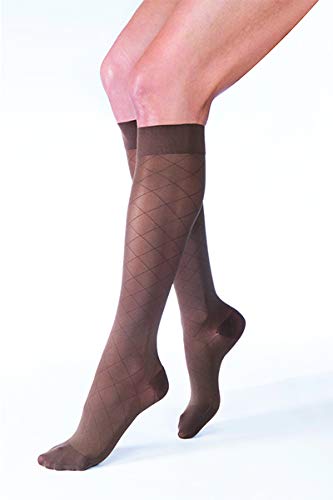 Compression Stocking, Knee High, 15-20 mmHG, Closed Toe, Diamond, Espresso, X-Large (Continental US Only)