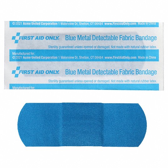 Fabric Bandages, Blue Metal Detectable, 1"x3", 1500/bx (DROP SHIP ONLY - $150 Minimum Order)