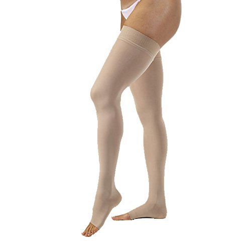 Compression Hose, Thigh High, 20-30 mmHG, Open Toe, Petite, Natural, Small (Continental US Only)