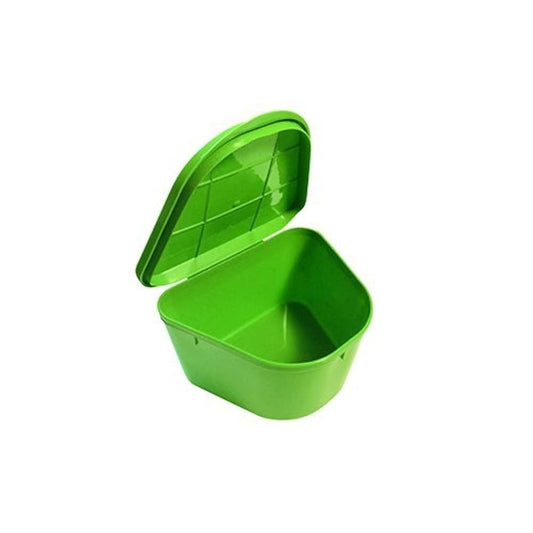 Denture Cup w/ Hinged Lid, Green, 2" x 4" x 3", 200/cs