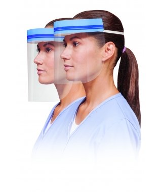 Face Shield, Elastic Headband, Clear, 9" Full Length, 18/bx
