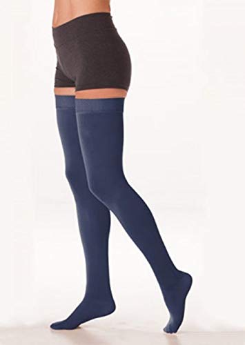 Compression Hose, Thigh High, 15-20 mmHG, Closed Toe, Midnight Navy, X-Large (Continental US Only)