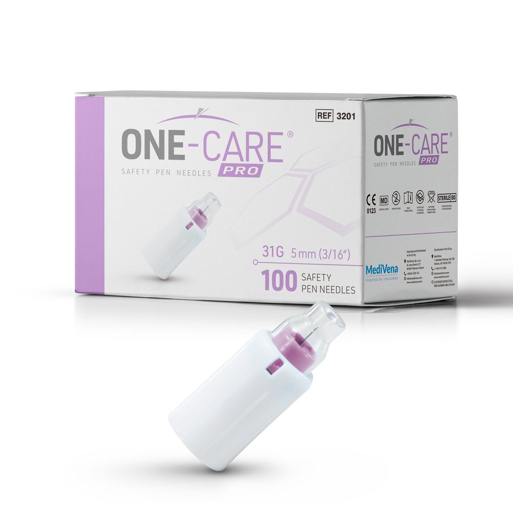 Safety Pen Needles, 31G x 5mm, Purple, 100/bx