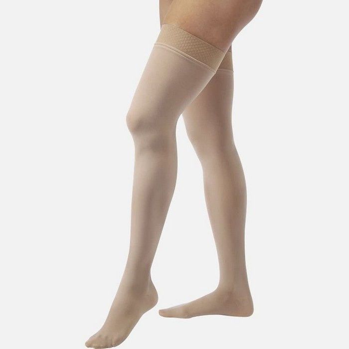 Compression Stocking, Thigh Relief, 20-30mmhg, Closed Toe, Silicone Band, Petite Medium, Black, 1/pr (Continental US Only)