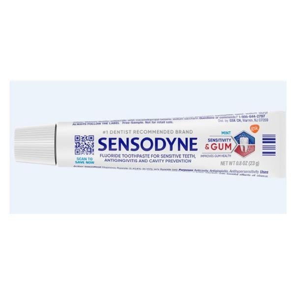 Sensodyne Sensitivity & Gum Toothpaste, Mint, 0.8 oz., 50 cartonless tubes/cs