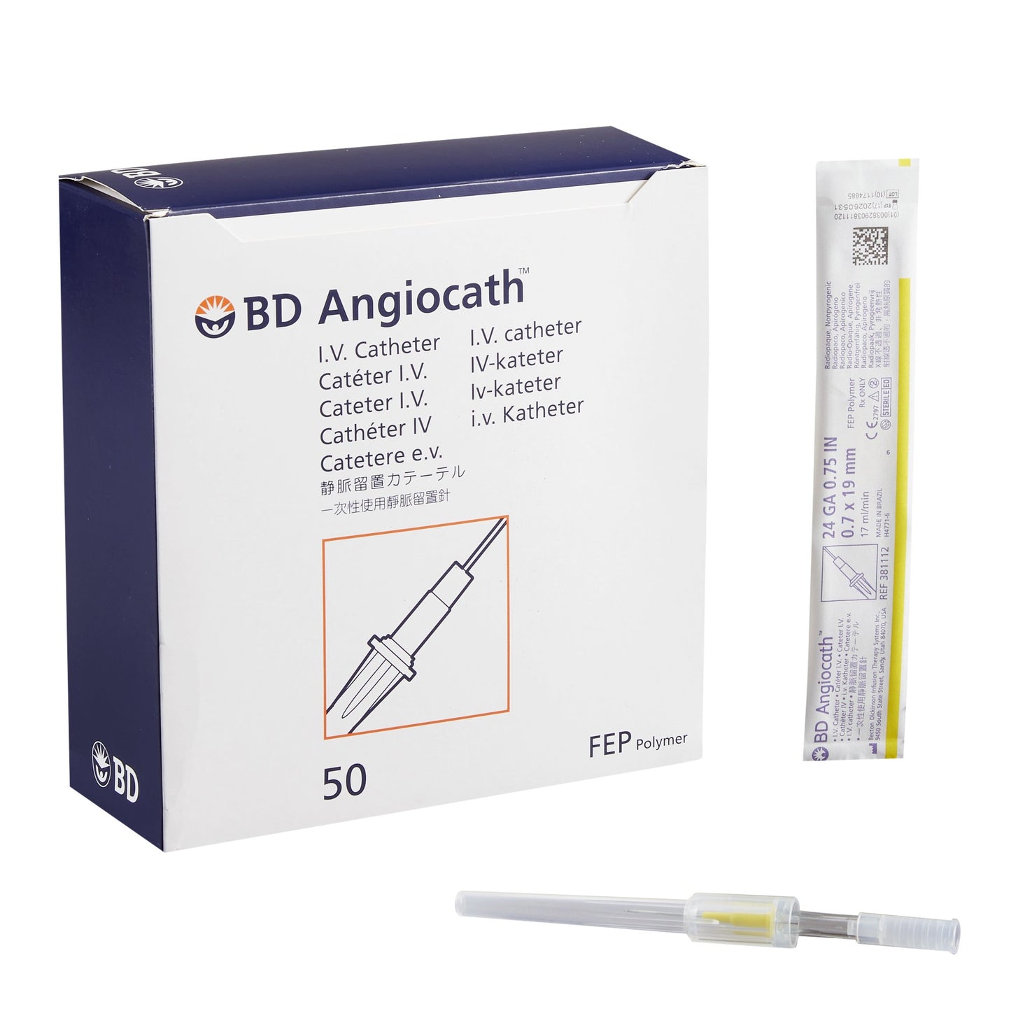IV Catheter, 24G x _", 50/bx, 4 bx/cs (Continental US Only) (Drop Ship Requires Pre-Approval)
