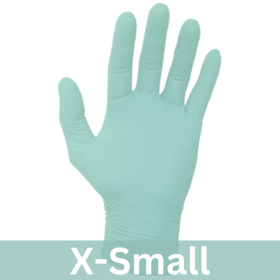 Gloves, Exam, X-Small, Polychloroprene,  Non-Sterile, PF, Textured, Aqua, 200/bx, 10 bx/cs (50 cs/plt)