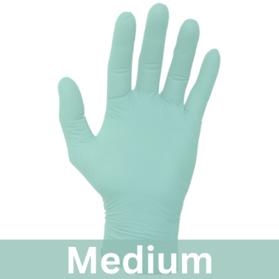 Gloves, Exam, Medium, Polychloroprene,  Non-Sterile, PF, Textured, Aqua, 200/bx, 10 bx/cs (50 cs/plt)