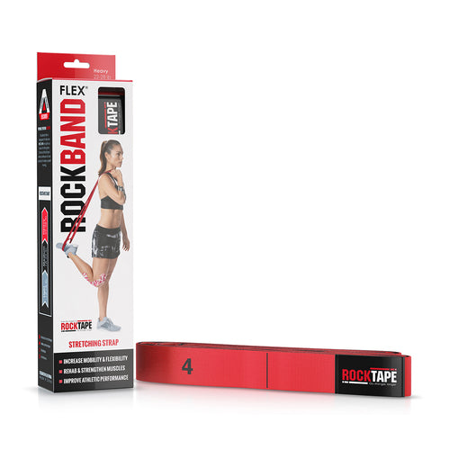 RockBand Flex Stretching Strap, Large 56" Length, 30mm Width, Red, 1/bx