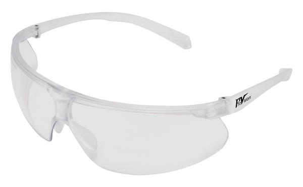 Wraparound Safety Glasses, Clear Frame/Clear Lens, Medium/Large Fit, 12/bx