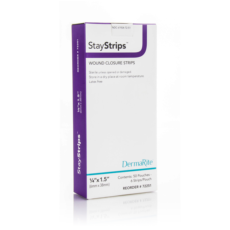 StayStrips Wound Closure Strips, 1/4" x 1.5", 6 strips/pouch, 50 pouches/bx