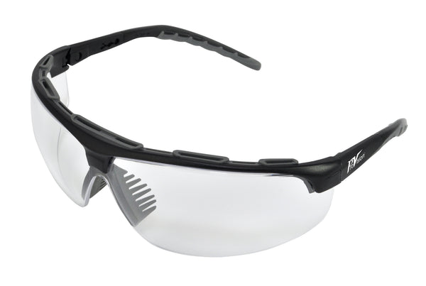 Wraparound Safety Glasses, Black Frame/Clear Lens, Universal Size, 12/bx (US SALES ONLY)