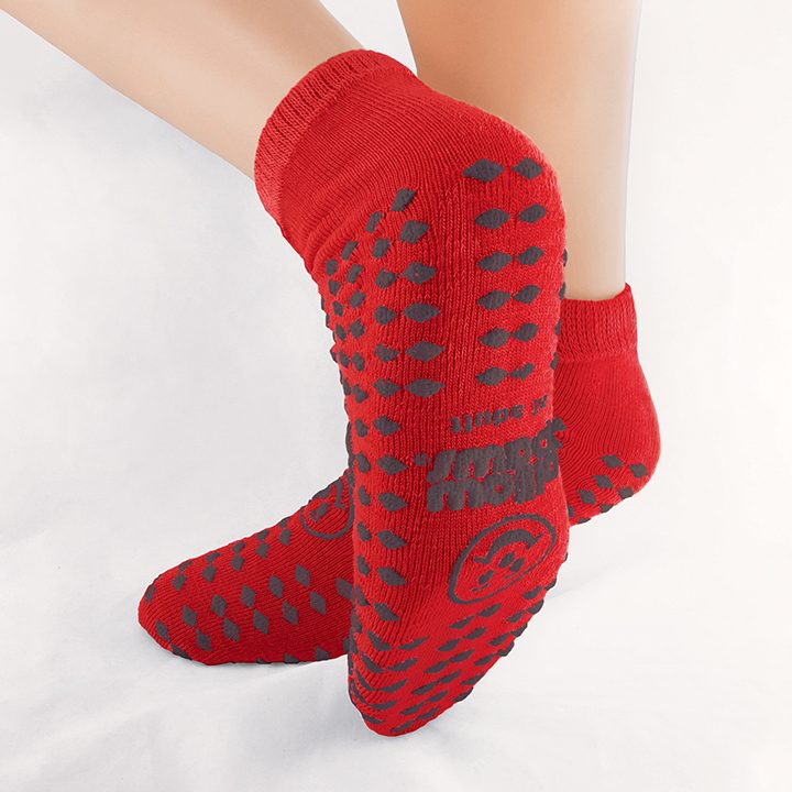 Slipper Socks, Pillow Paws 360 Imprint Terries - Risk Alert Red, XL Adult Bariatric, Red, Terry Knit, 48pr/cs