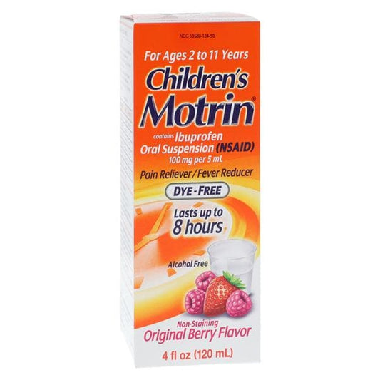 Motrin, Childrens, Original Berry, Dye-Free, 4 fl oz, 3/bx, 12bx/cs (Continental US+HI Only) (Pricing Subject to Change without Prior Notification)