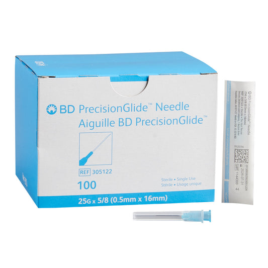 Needle, 25G x 5/8", Regular Bevel, Sterile, 100/bx, 10 bx/cs (Continental US Only) (Drop Ship Requires Pre-Approval)
