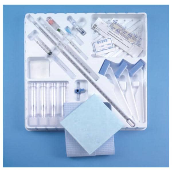 Adult Tray, Sterile, Includes: Spinal Needle With Stylet, 22G x 3_", 5" Extension Tube, 3-Way Stopcock, Two Piece 550mm Manometer, 22G x 1_" Infiltration Needle, 4-10mL Specimen Vials & 4 Patient ID Labels, 10/cs (US Only)