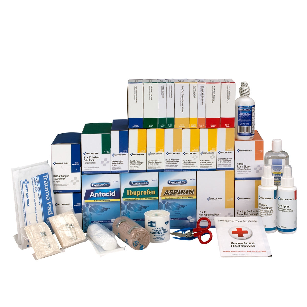 4 Shelf First Aid ANSI B+ Metal Cabinet, with Meds, Custom Logo , 10/cs (DROP SHIP ONLY - $150 Minimum Order)