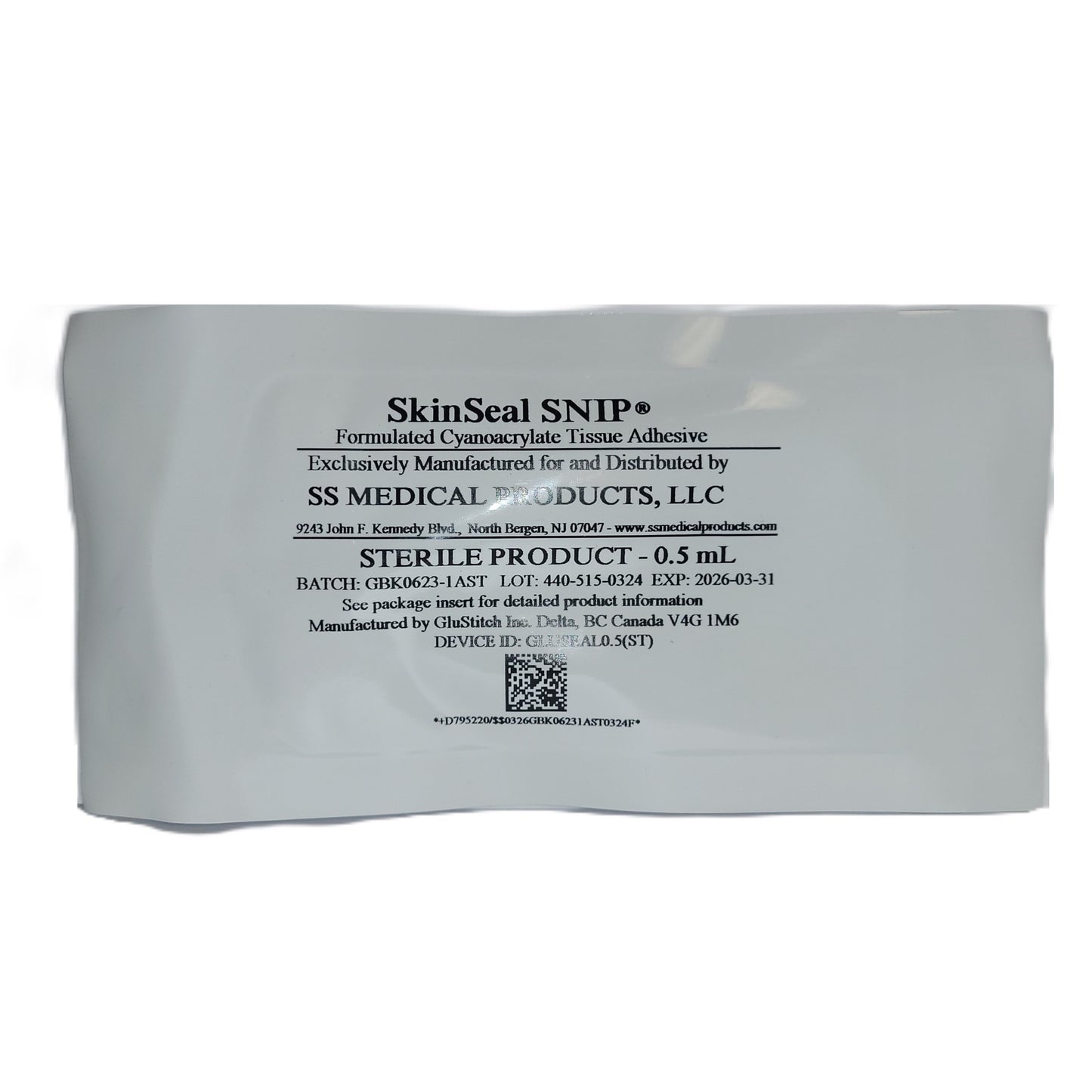 SkinStitch Snip Skin Adhesive, 0.5 ml, Sterile, 12/bx (US Only) (DROP SHIP ONLY)