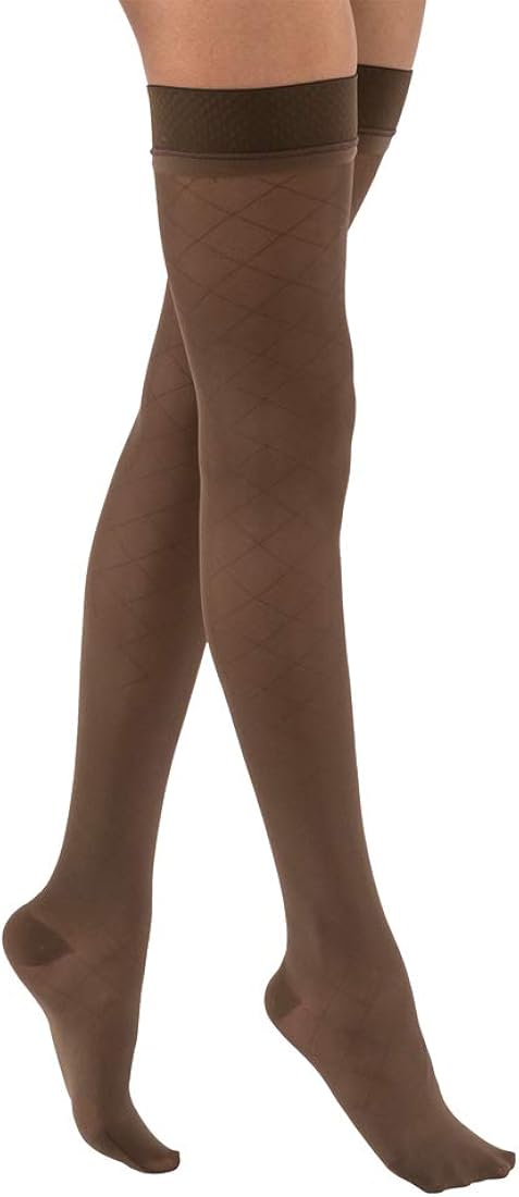 Compression Stocking, Thigh High, 20-30 mmHG, Closed Toe, Diamond, Espresso, Small (Continental US Only)