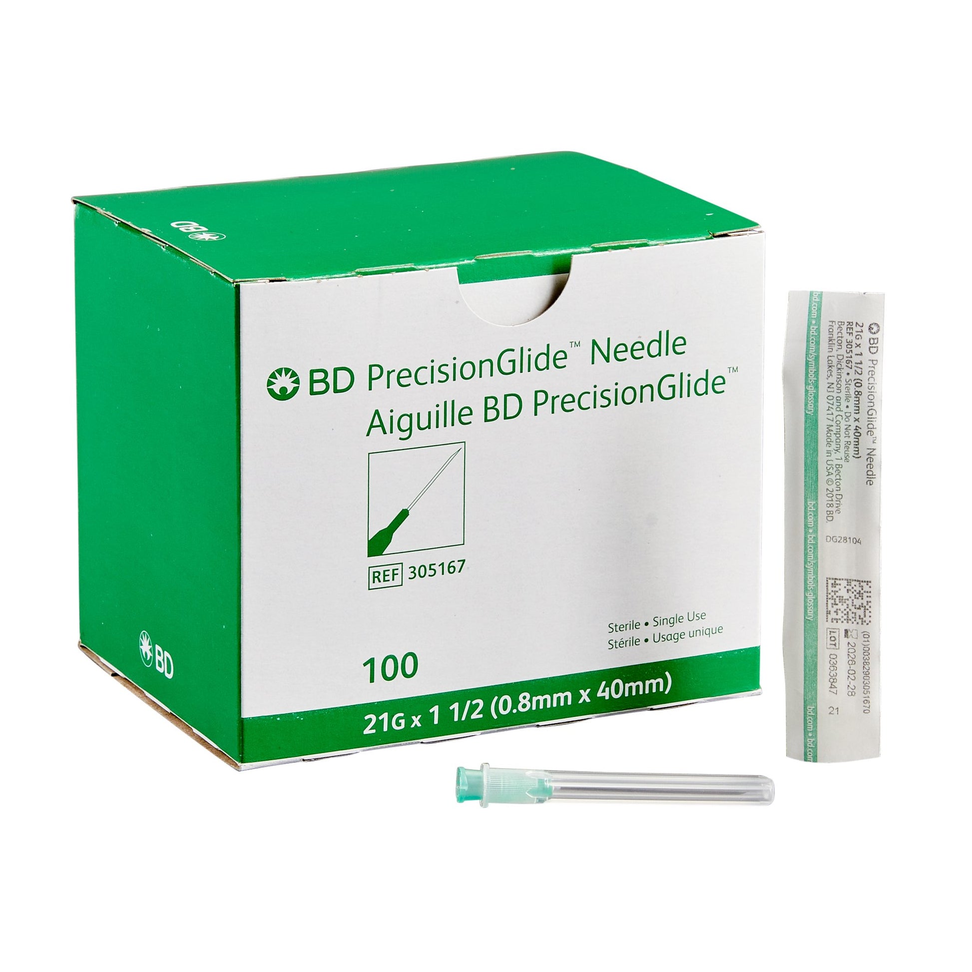 Needle, 21G x 1_", Regular Bevel, Sterile, 100/bx, 10 bx/cs (Continental US Only) (Drop Ship Requires Pre-Approval)