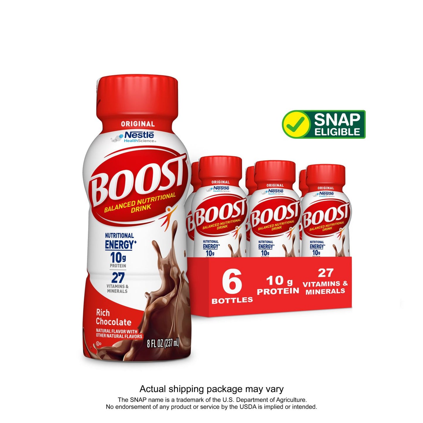 Boost Original Chocolate, Retail, 8 oz, 6/pk, 4 pk/cs (Minimum Expiry Lead is 90 days; Non-Returnable) (Continental US Only) (Nestle products cannot be sold online without Nestle's prior written permission) (Products cannot be sold on Amazon.com or any other 3rd party site)
